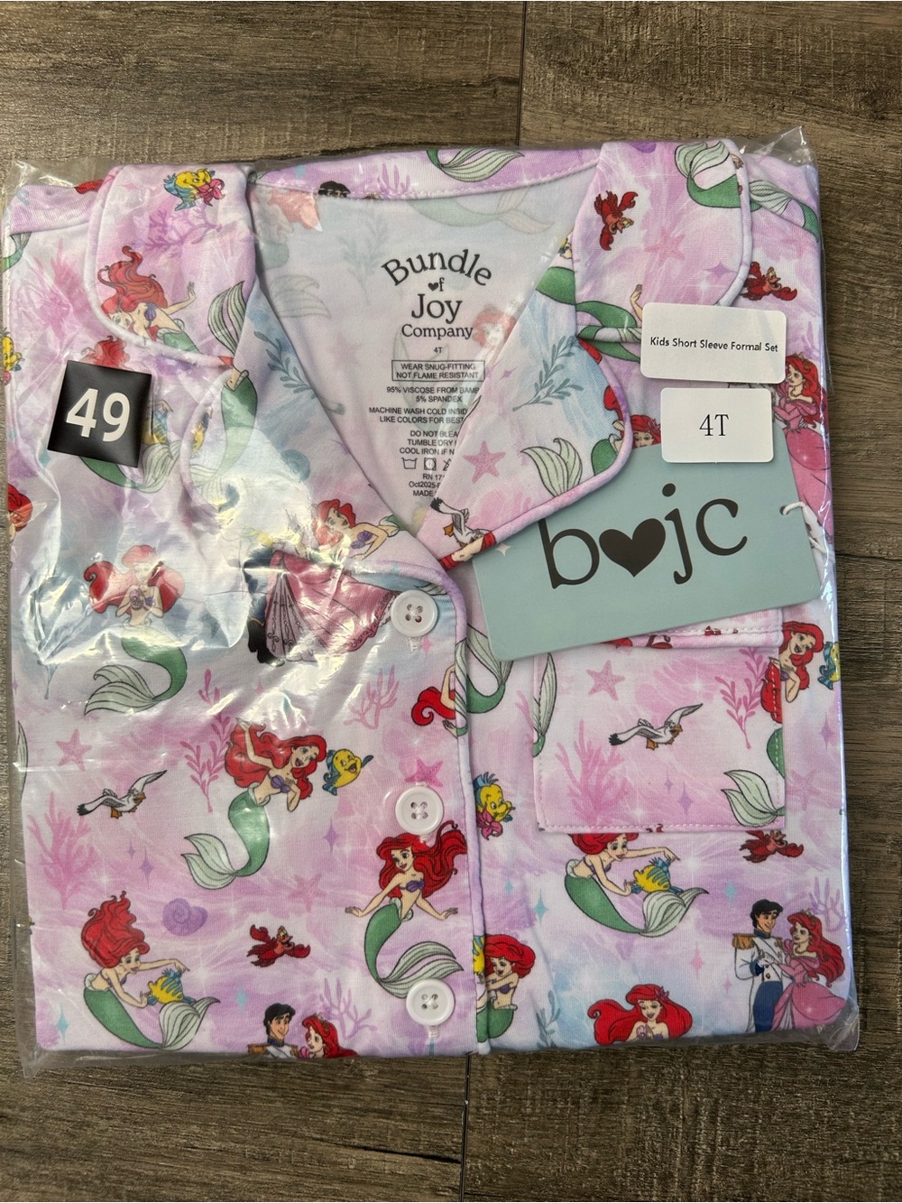 Bundle of Joy Co Bamboo Formal' Pink Ariel Mermaid Pajama Set - 4T